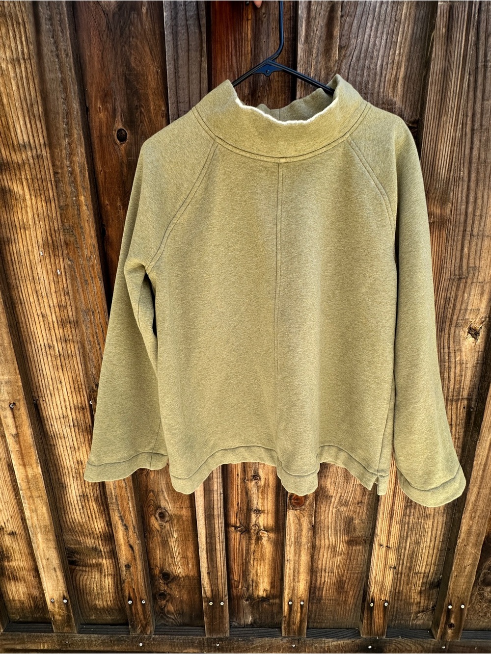 J. Jill Minimalist Seamed Mock Neck Long Sleeved Fleece Sweatshirt Olive Sz M